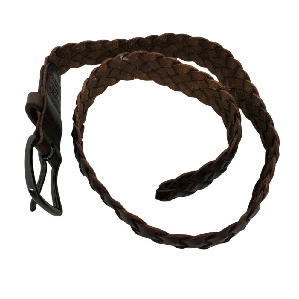 Vintage Boys Girls Belt Size XL/XXL Brown Genuine Leather Nickel-tone Buckle